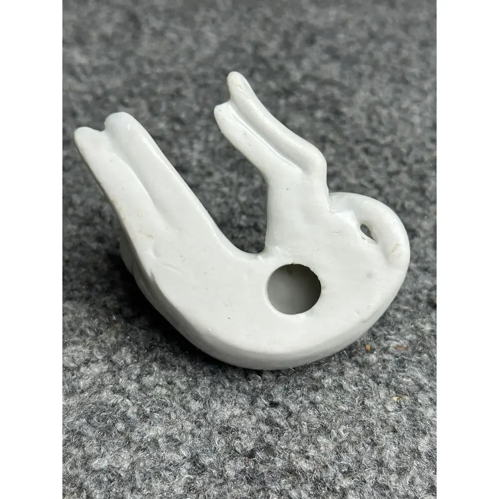 Vintage miniature white ceramic Persian Cat laying down reclined Japan 3” mini